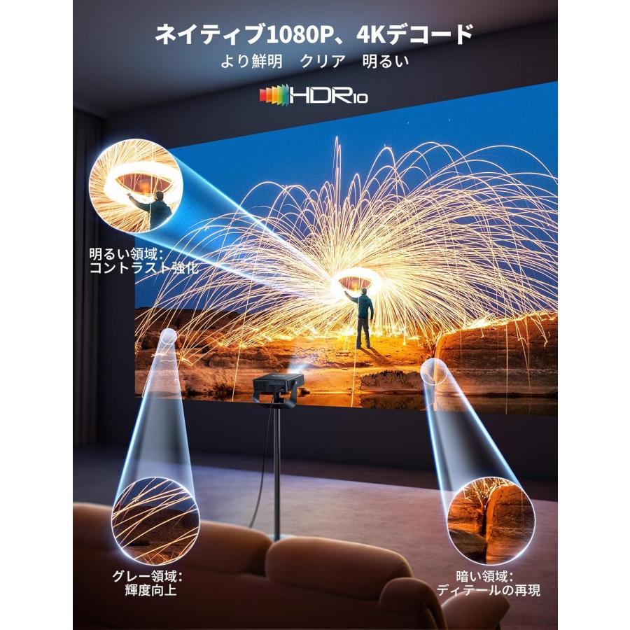 プロジェクター 公式認証アプリ ライブTV 4K 家庭用 小型 自動