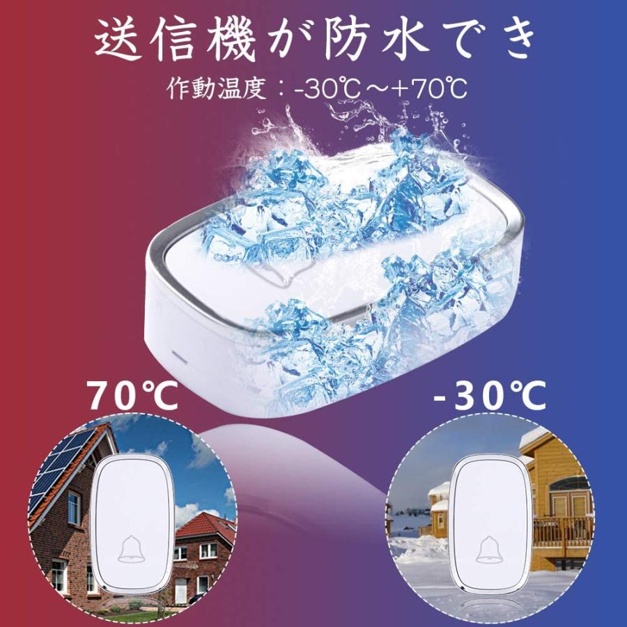 ワイヤレスチャイム 呼び出しチャイム 音楽36メロディー ドアベル インターホン 最高280Mの無線範囲 受信機3個 送信機2個 送料無料 ASK-019b 爆買 |  | 03