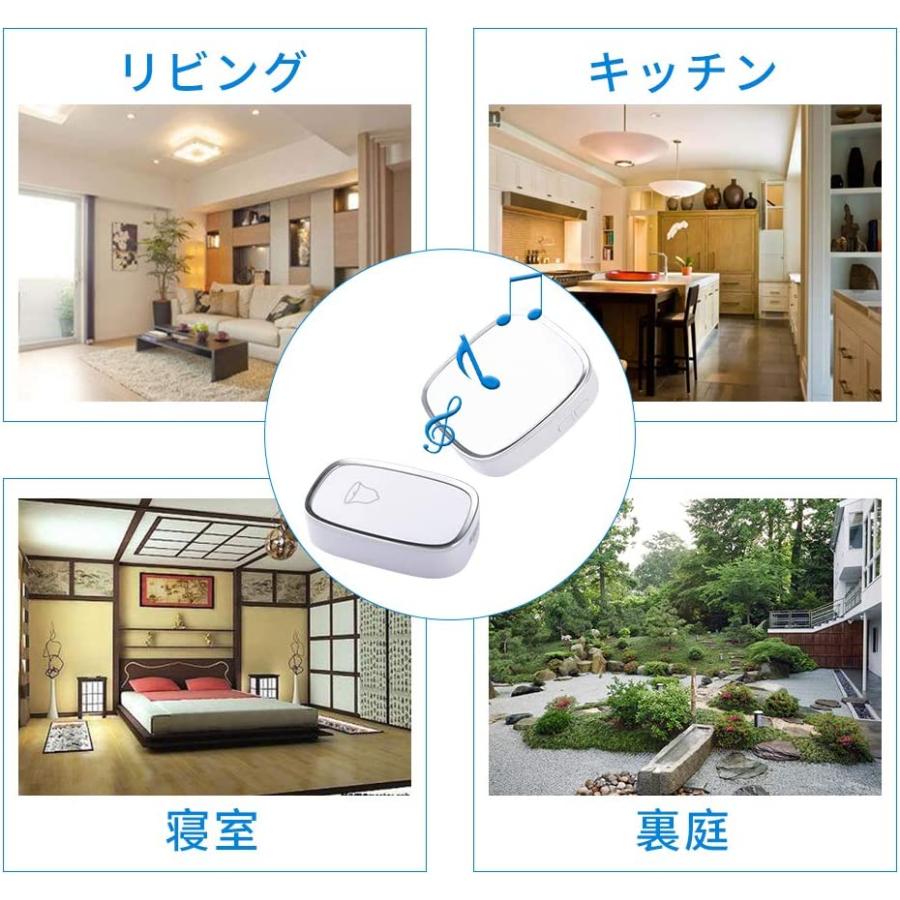 ワイヤレスチャイム 呼び出しチャイム 音楽36メロディー ドアベル インターホン 最高280Mの無線範囲 受信機3個 送信機2個 送料無料 ASK-019b 爆買 |  | 06