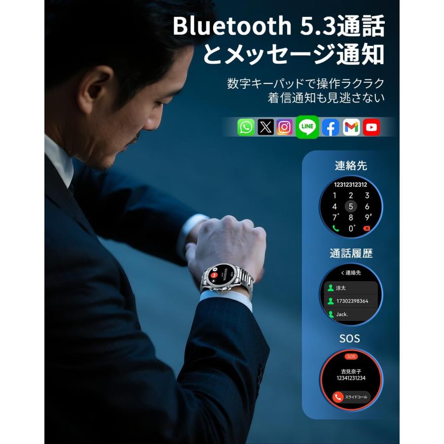 スマートウォッチ スポーツウォッチ Bluetooth通話 1.32インチAMOLED常時表示 腕時計 GPS連携 IP68防水 睡眠管理 smart watch SMW-016 爆買_4