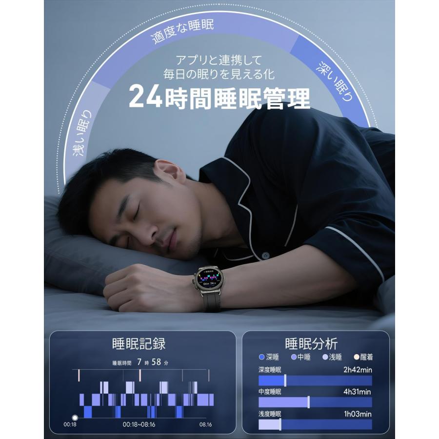 スマートウォッチ スポーツウォッチ Bluetooth通話 1.32インチAMOLED常時表示 腕時計 GPS連携 IP68防水 睡眠管理 smart watch SMW-016a 爆買_6