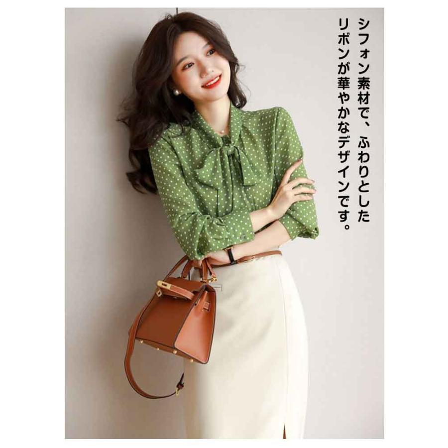 シフォンブラウス ドット柄 ブラウス ゆったり シャツブラウス 秋