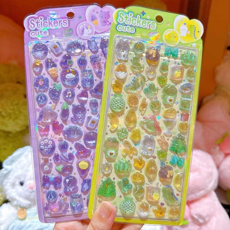 3枚セット 手帳 ぷくぷくシール 可愛い DIY用 3Dシール ぷっくり 装飾