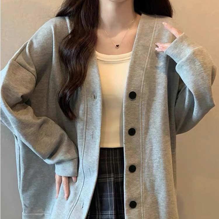 トップス スクールカーディガン スウェット Vネック 学生服 レディース
