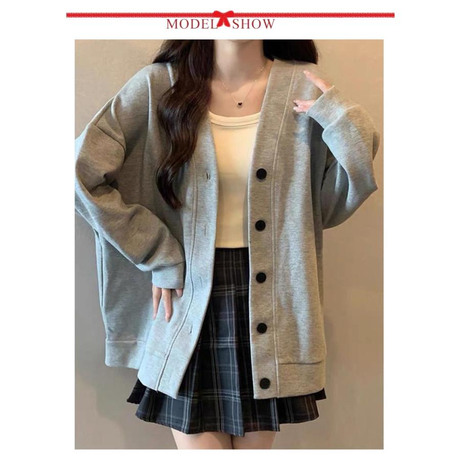 トップス スクールカーディガン スウェット Vネック 学生服 レディース