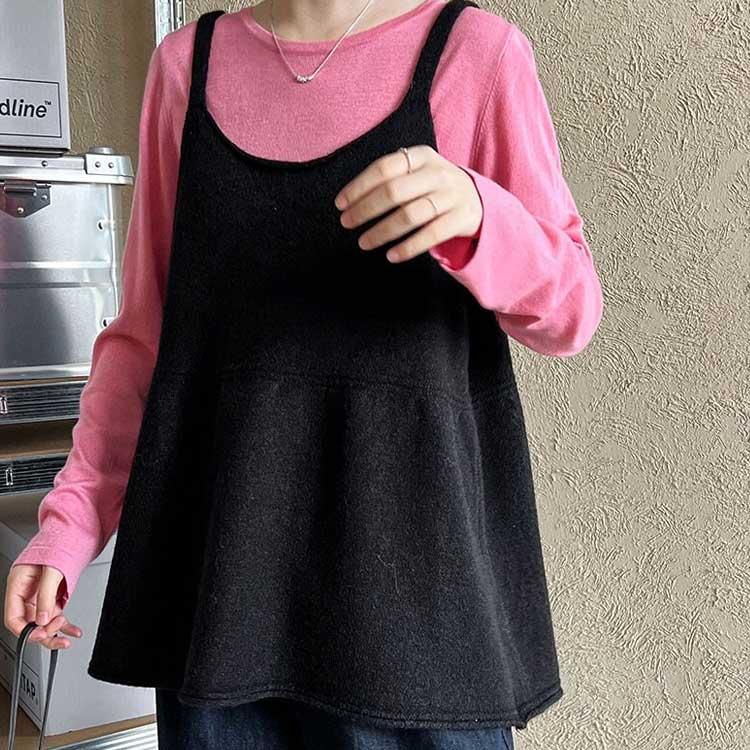 ニットベスト ビスチェ チュニック レイヤード ニット ジレ プル