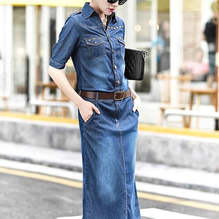 ロングデニムワンピース デニム シャツワンピース タイト デニム ワンピース 長袖 デニムワンピース マキシ丈 ロング丈 ロールアップ レディース 春 Ecoqaa1528 アパレルavicii アヴィーチ 通販 Yahoo ショッピング