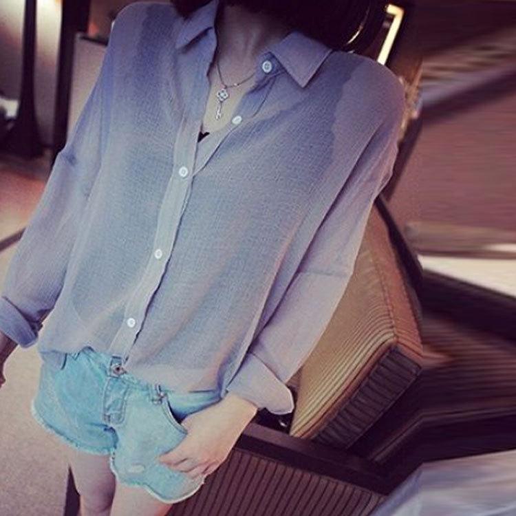 選べる袖丈 シアー シャツ ブラウス 透け感 シースルー カーディガン