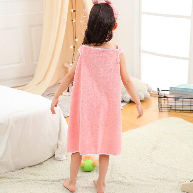 舗 可愛いヘアバンド付き 2点セット 着るバスタオル ラップタオル 子供 吸水 速乾 バスラップ 送料無料 キッズ プールタオル 巻きタオル ワンピース 新作通販