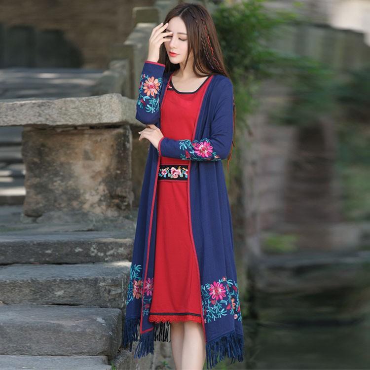 フラワー刺繍入り 旬の着こなしに ロングカーディガン ガウン ロングガウン エスニック風 トレロ 花柄 刺繍ガウン スリット入り 長袖 Mic010 アパレルavicii アヴィーチ 通販 Yahoo ショッピング