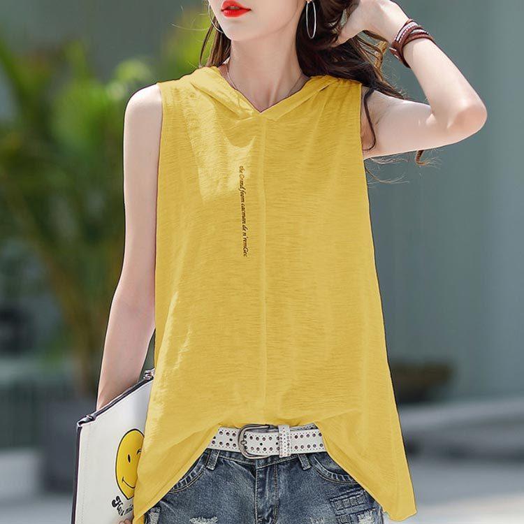 tシャツ リバーシブルノースリーブトップス レディース ノースリーブtシャツ ベスト フード付きtシャツ レディース 袖