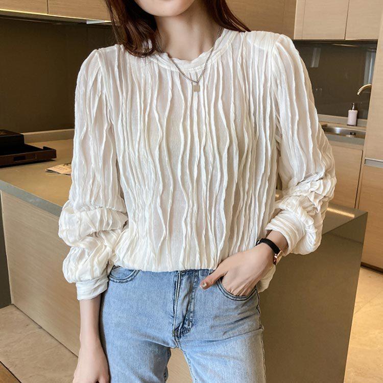 ブラウス レディース シフォン トップス スーツ プルオーバー インナー カットソー 無地 長袖 ゆったり きれいめ オフィスカジュアル おしゃれ 通 激安先着