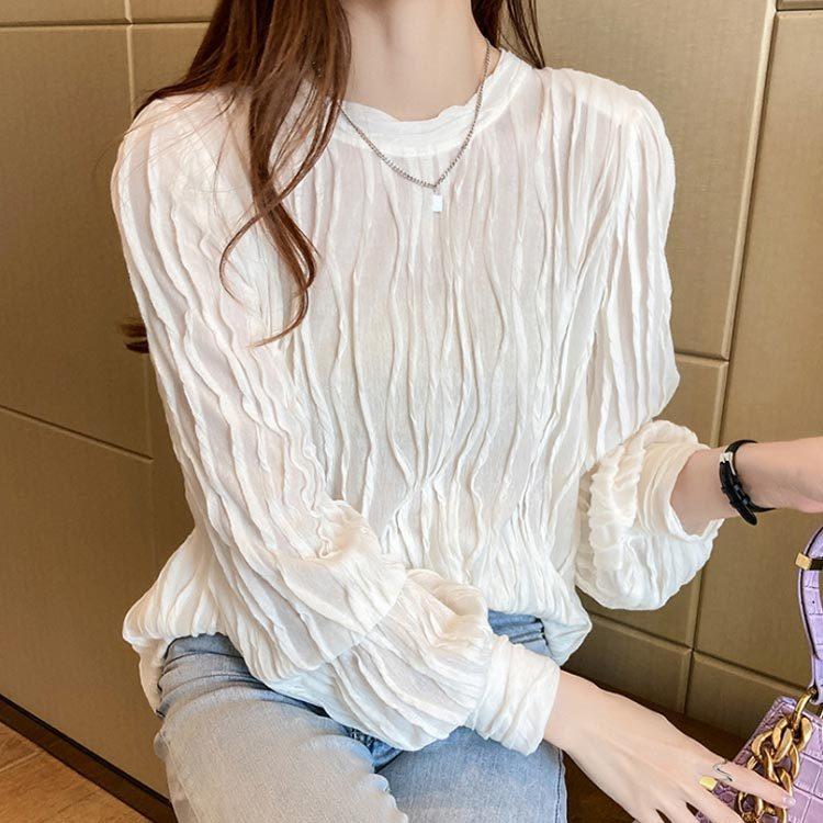 ブラウス レディース シフォン トップス スーツ プルオーバー インナー カットソー 無地 長袖 ゆったり きれいめ オフィスカジュアル おしゃれ 通 激安先着