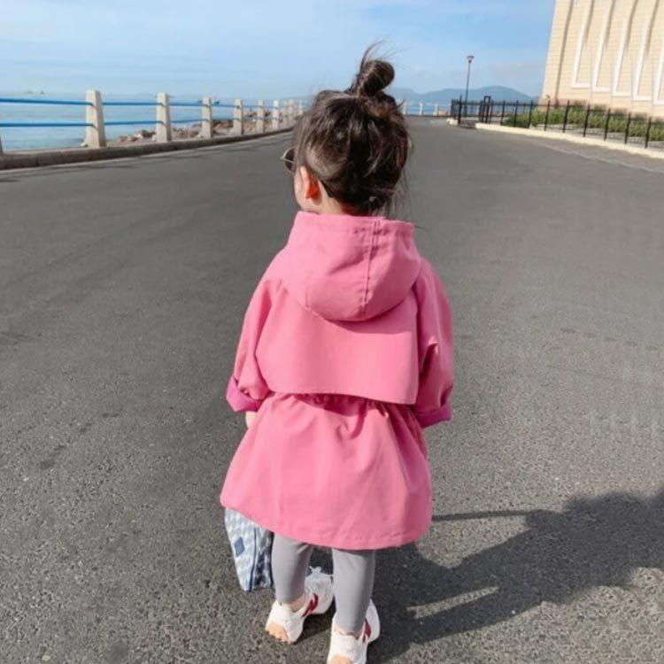 トレンチコート キッズ アウター 女の子 フード付き ロング丈 ジャケット 韓国ファッション 子供服 秋新作 90 100 110 1 130 1 新作