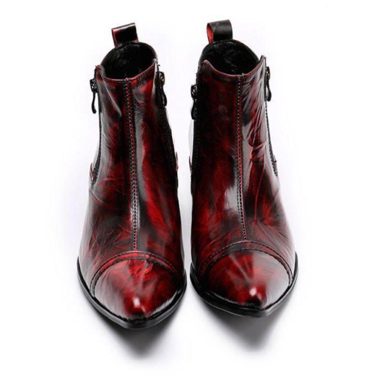 ウエスタンブーツ メンズ 本革 ショートブーツ 牛革 革靴 サイド