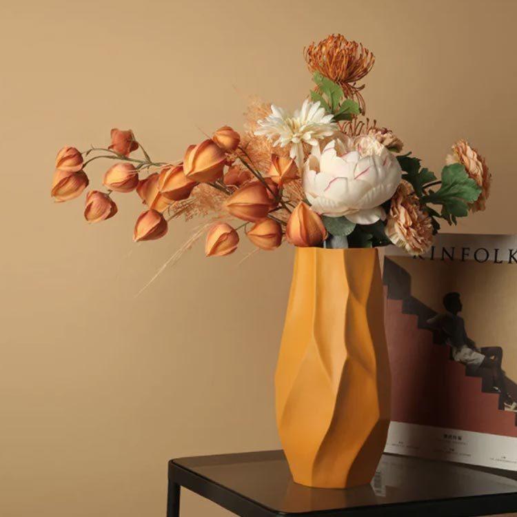 おしゃれ 高29cm 花瓶 ブルー フラワーベース 北欧 白 インスタ映え ホワイト 陶器 大きい スウェーデン イエロー C Huaping 4012 Gg 大型