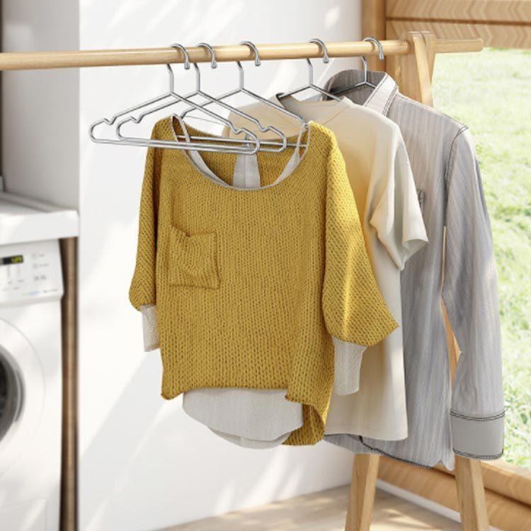 ハンガー 100本 セット ステンレス 42cm 透明ラバー付き すべらない おしゃれ 収納 引っ越し 新生活 ステンレスハンガー ずり落ちない シン