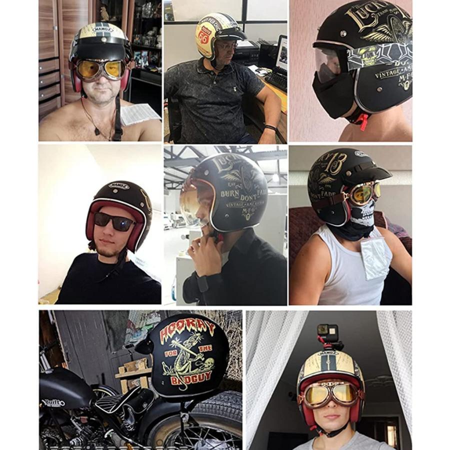 オート バイ ヘルメット 3/4 オープン フェイスビンテージハーフフェイ