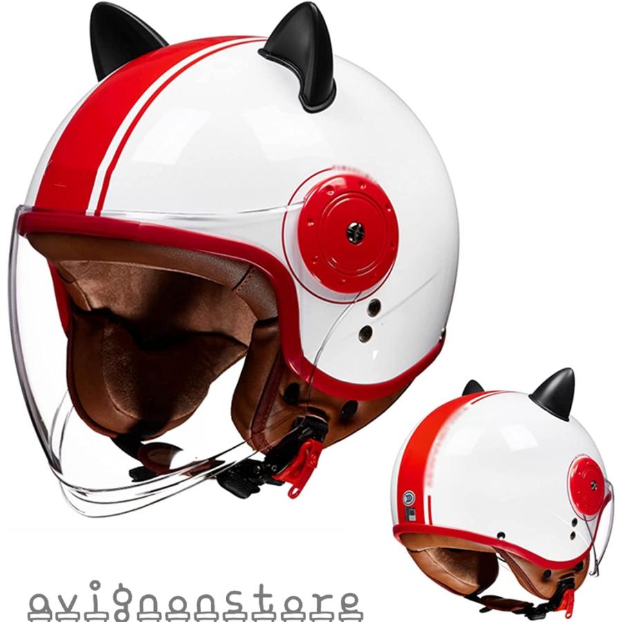 ヘルメット 猫耳 軽量 バイク ジェット ハーフ レトロ オートバイ 3/4