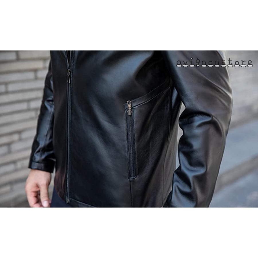 レザージャケット メンズ フード付き 革ジャン 本革 ライダースジャケット レザーパーカー ラムレザー シングル おしゃれ 秋冬 