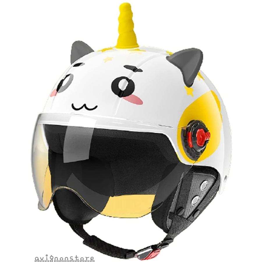 バイクヘルメット 子供用 ハーフ キッズ UVカット シールド 猫耳