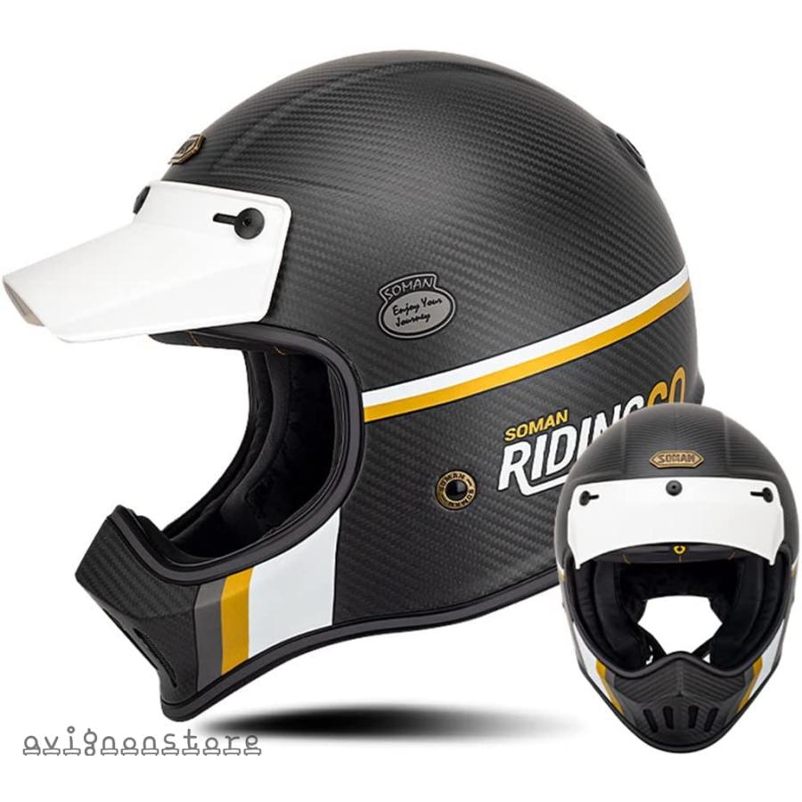 ヘルメット バイク バイク用カーボンファイバーレトロモトクロス