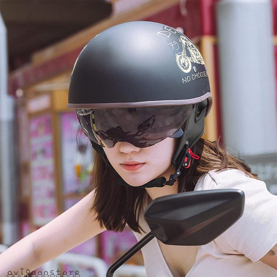 ヘルメット ハーフ半ヘル 耐衝撃性 超軽量 メンズ 原付 日焼け止め