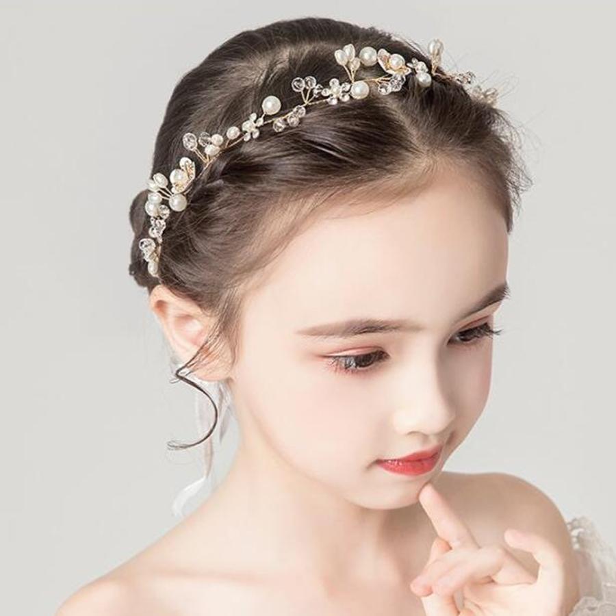 グランドセール 小花 パール カチューシャ 髪飾り 子供 発表会 ヘアアクセサリー 結婚式 入学式 パールカチューシャ 髪飾り