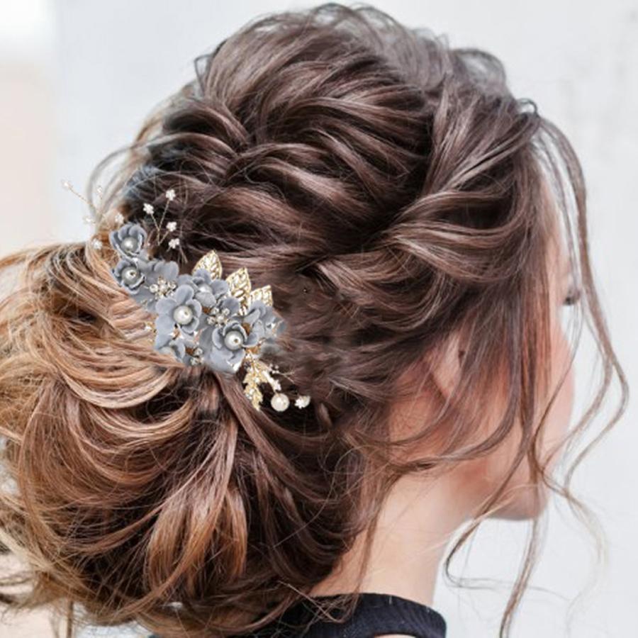 フラワー ヘアーコーム ヘアピン 3点セット 髪飾り 発表会 ヘアアクセサリー 結婚式 入学式 卒業式 和装髪飾り 洋装髪飾り |  | 10