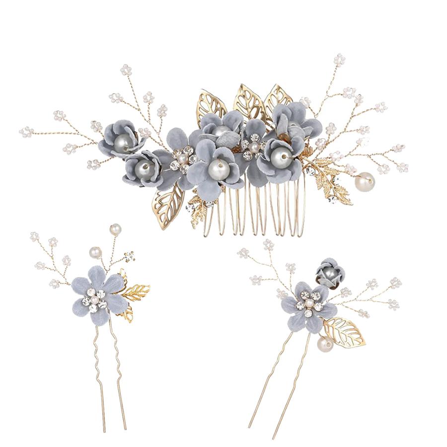 フラワー ヘアーコーム ヘアピン 3点セット 髪飾り 発表会 ヘアアクセサリー 結婚式 入学式 卒業式 和装髪飾り 洋装髪飾り |  | 01