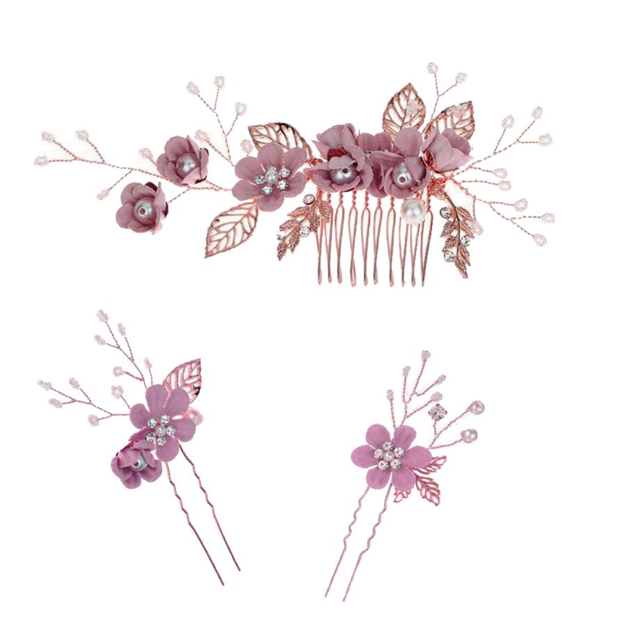 フラワー ヘアーコーム ヘアピン 3点セット 髪飾り 発表会 ヘアアクセサリー 結婚式 入学式 卒業式 和装髪飾り 洋装髪飾り |  | 03