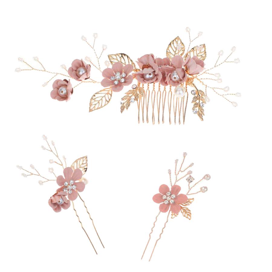 フラワー ヘアーコーム ヘアピン 3点セット 髪飾り 発表会 ヘアアクセサリー 結婚式 入学式 卒業式 和装髪飾り 洋装髪飾り |  | 04