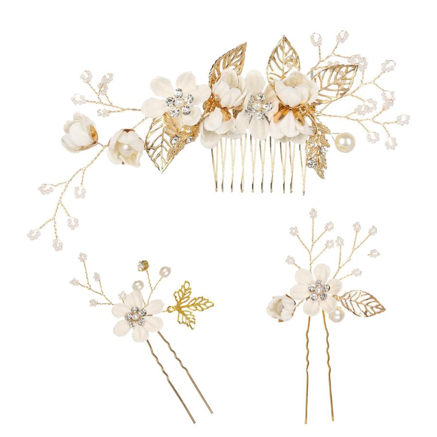 フラワー ヘアーコーム ヘアピン 3点セット 髪飾り 発表会 ヘアアクセサリー 結婚式 入学式 卒業式 和装髪飾り 洋装髪飾り |  | 02