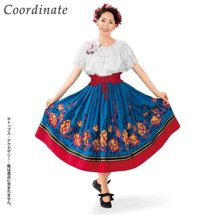 即納☆ フォークダンススカート 花 刺繍 SK588-3589 レクダンス 即納☆ フォークダンススカート 花 刺繍 SK588-3589 レクダンス