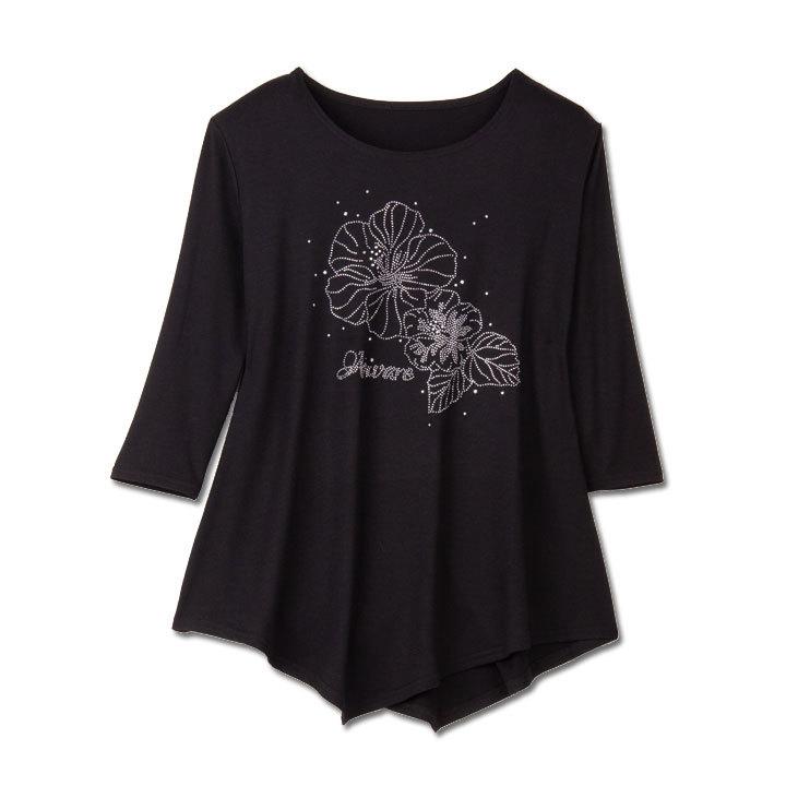 即納☆ 在庫限りセール 体型かくす 万能 ビッグTシャツ (ハイビスカス