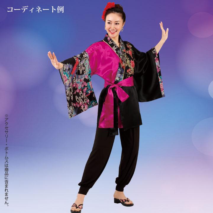 即納☆ スパンコール刺繍 和柄半天 帯付 TSS1845-3206 よさこい 大正琴