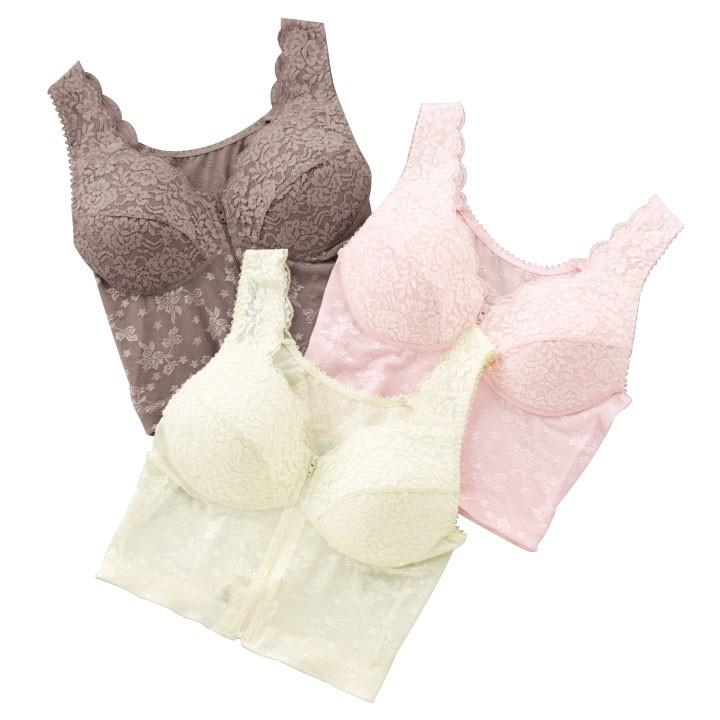 レディースインナー 補整下着 ノンワイヤー ブラ3色組 UD94x3-8214 前