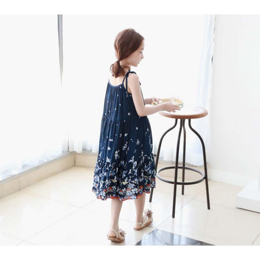 韓国風 韓国子供服 子供服 ナチュラル 女の子 夏 ワンピース 花柄 ワンピース キッズ レトロ キッズ レトロ花柄ワンピース ノースリーブ かわいい服 ネイビー色 Dm0028 Clover Fashion 通販 Yahoo ショッピング