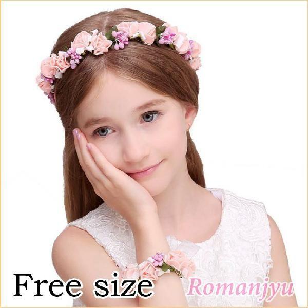 メール便発送 お買い得2点セット キッズ 花冠 リストレット パープル ピンク ヘッドドレス 子供 花かんむり ベールガール リボン 女の子 花かん Sm002 レインボーカステル 通販 Yahoo ショッピング