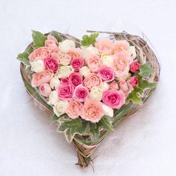 送別 結婚祝い 結婚記念日 成人式 お祝い ウエディング 生花 バラ ギフト プレゼント ウエディングピック付き ハート型アレンジメント Ch あぼんりーの花 通販 Yahoo ショッピング