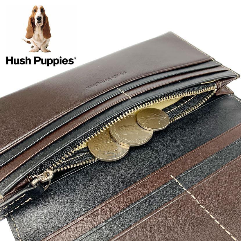 長財布 メンズ おしゃれ 本革 Hush Puppies ハッシュパピー リアルレザー バイカラー かぶせ ウォレット スリム 財布 カード