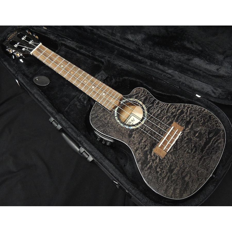 LANIKAI QM-BKCEC Quilted Maple Black Stain Concert A/E Ukulele 