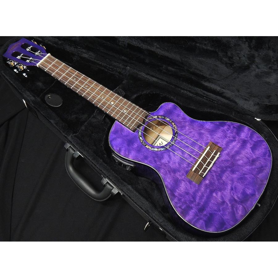 LANIKAI QM-PUCEC Quilted Maple Purple Stain Concert A/E Ukulele 