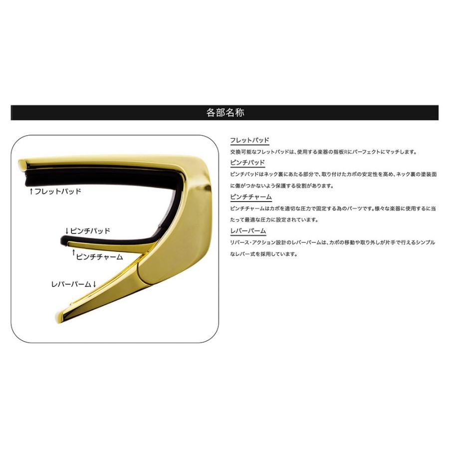 Thalia Capos タリア カポ Exotic Shell BLUE ABALONE Black Chrome ギター 12インチフレッドパッド付属 ブルー アバロンの画像