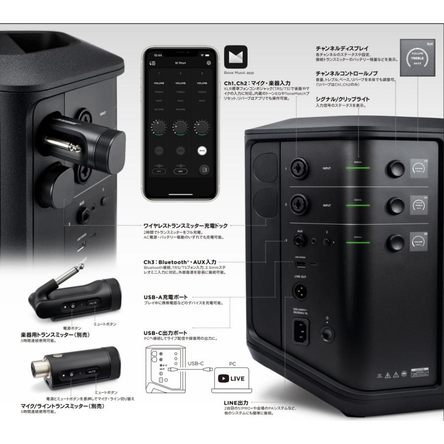 BOSE Bose S1 Pro+ PA SYSTEM ボーズ ポータブルPA Wireless Mic/Line ワイヤレス 楽器用トランスミッターのみ Bose S1 Pro+用