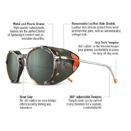 Julbo (ジュルボ) Legacy Glacier サングラス 男女兼用 取り外し可能なレザーサイドシールド付き ハイキング スキー 雪用 - 100%UV保護， ブラウン/オレンジフレ_1