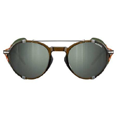 Julbo (ジュルボ) Legacy Glacier サングラス 男女兼用 取り外し可能なレザーサイドシールド付き ハイキング スキー 雪用 - 100%UV保護， ブラウン/オレンジフレ_3