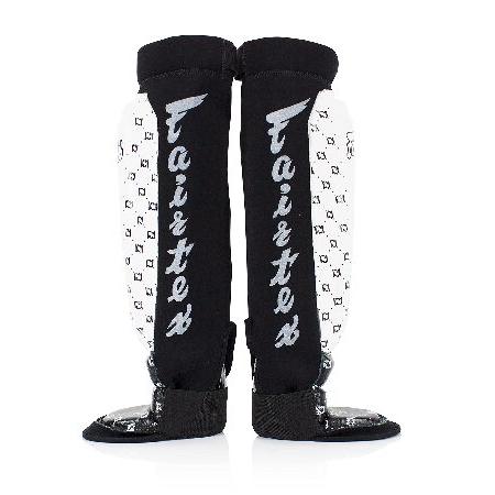 Fairtex SP6 ムエタイ すね当て メンズ レディース キッズ | ネオプレーン素材で作られたシンガード プレミアム 軽量 耐久性 | 脛に強化パッド(ホワイト/ブラッの画像