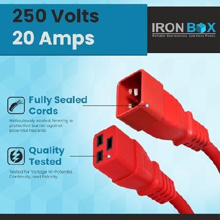 C20→C19 電源コード 20A/250V 12/3 AWG IEC 60320 アイロンボックス部品番号IBX-1504-01 4 ft レッド IBX-1504-01_2