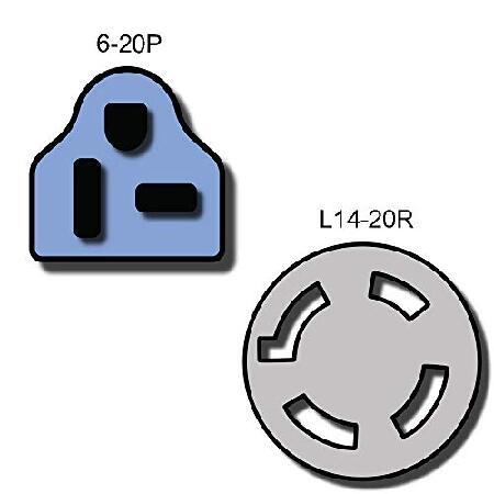 Nema 6 - 20p to l14 - 20rプラグアダプタ - 1足、20 A / 250 V、12 AWG - Ironボックス# ibx-5178 - 01_1